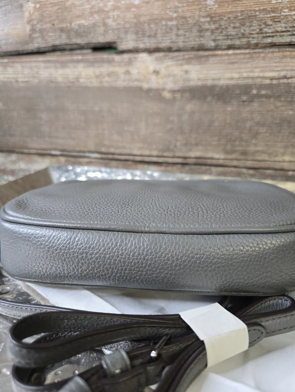 COACH Prairie Rivets Gray Pebbled Leather Studded Crossbody, NWOT